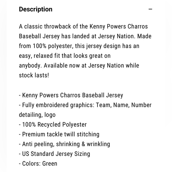 Kenny Powers Charros Baseball Jersey - Jersey Nation - Picture 8 of 8